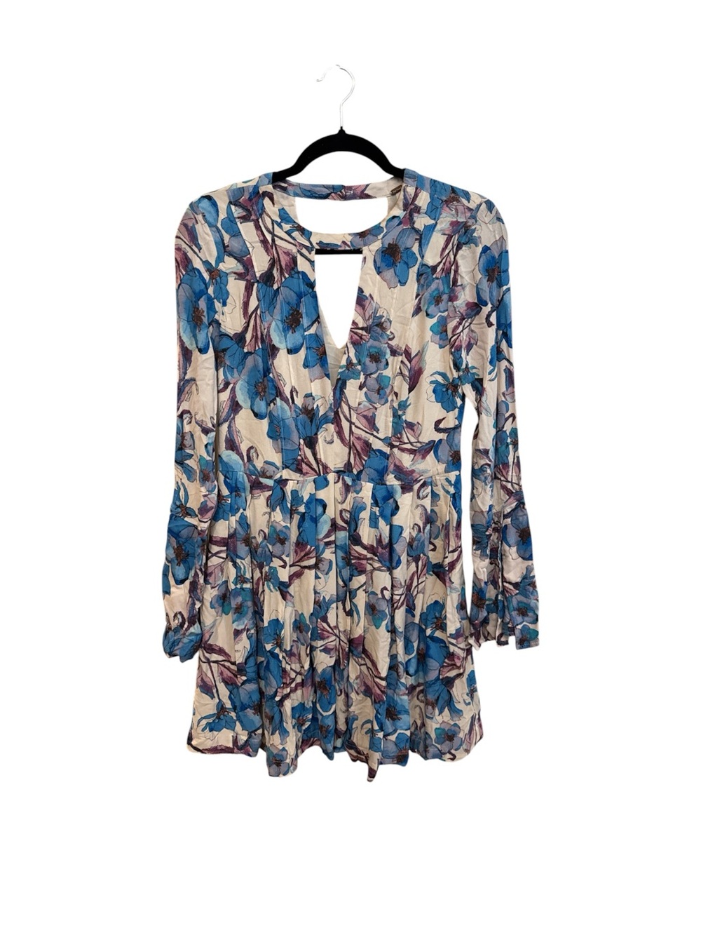 Free People Floral Long Sleeve Keyhole Mini Dress size 6